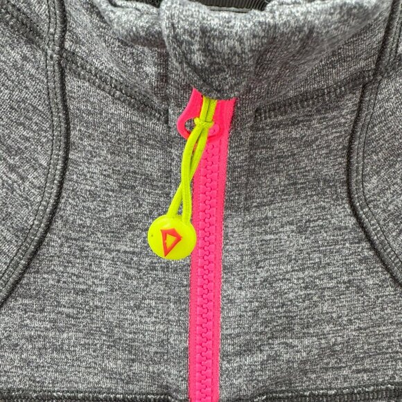Ivivva By Lululemon Girls Grey Full Zip Jacket W/ Pink Accents Thumb Holes Sz 12 - Picture 4 of 7